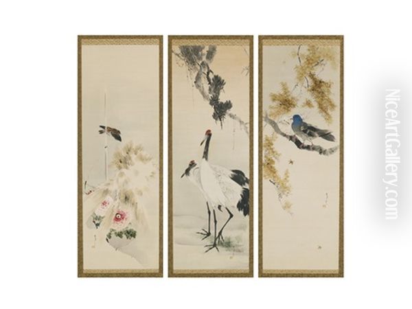 Peony And Sphinx (+ 2 Others; 3 Works) (triptych) by Shotei Watanabe