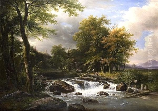 Flusslandschaft Oil Painting by Louis Etienne Watelet