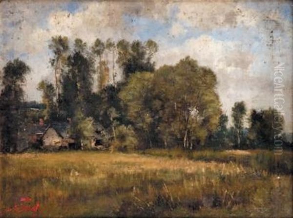 Petite Maison Pres De L'etang Oil Painting by Louis Francois Victor Watelin