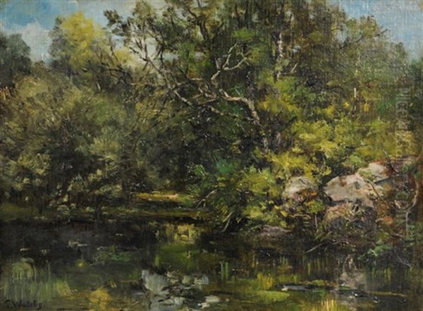 Mare De L'aigrette, Foret De Fontainebleau Oil Painting by Louis Francois Victor Watelin