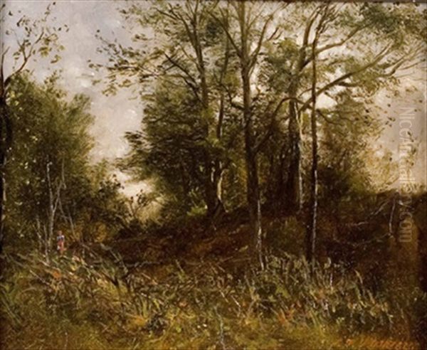 Waldlandschaft Oil Painting by Louis Francois Victor Watelin