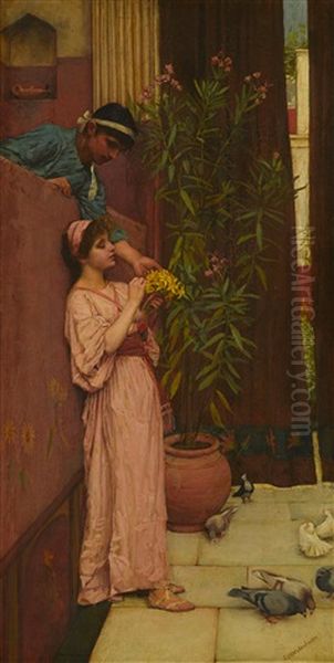 The Courtship (sweet Offerings) Oil Painting by John William Waterhouse