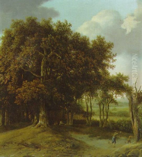 A Wooded Landscape With Bandits Fleeing Oil Painting by Anthonie Waterloo