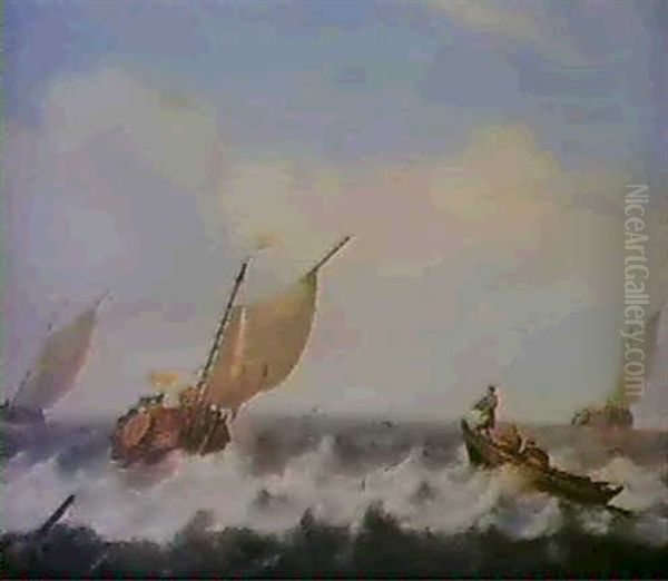 Fischerboote Auf Bewegter See. Oil Painting by Dennis Waterloo