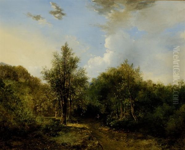 View Of A Forest Oil Painting by Jan Pieter Waterloo