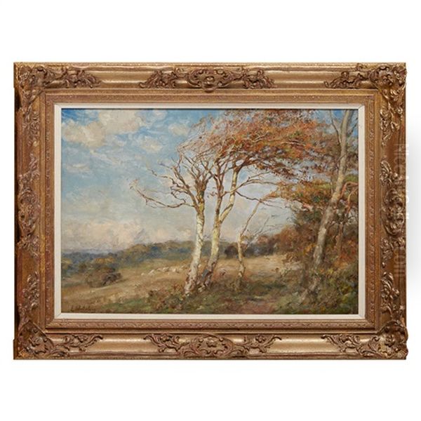 Autumnal Landscape Oil Painting by Sir Ernest Albert Waterlow