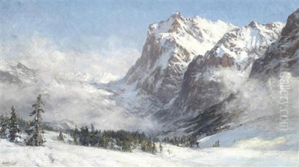 A View Of Wetterhorn Oil Painting by Sir Ernest Albert Waterlow