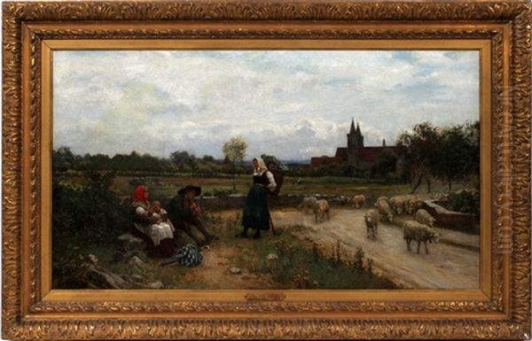 Peasants Resting By A Road Oil Painting by Sir Ernest Albert Waterlow