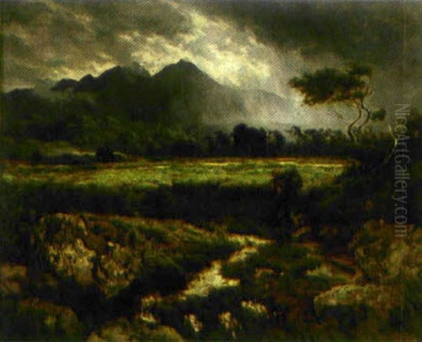 Kvinna Pa Hedlandskap Oil Painting by Sir Ernest Albert Waterlow