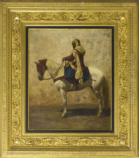 An Arab On Horseback Oil Painting by Marcus A. Waterman