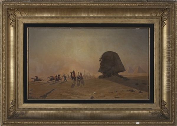 Arab Horsemen And The Sphinx Oil Painting by Marcus A. Waterman