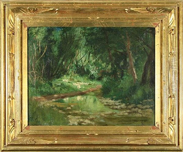 Ducks In Woodland Brook Oil Painting by Marcus A. Waterman