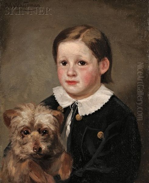 Portrait Of A Boy And His Dog Oil Painting by Marcus A. Waterman