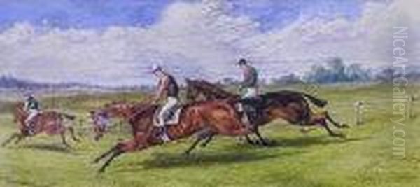 A Steeplechase Oil Painting by Charles Edward Snr Brittan