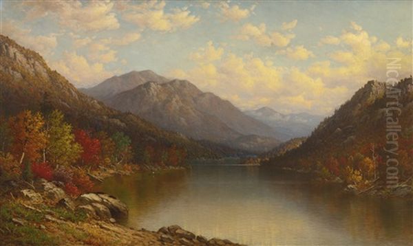 Adirondack Lake In Autumn Oil Painting by George W. Waters