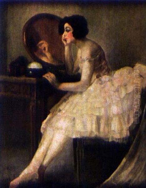 Ballerine Devant Le Miroir Oil Painting by Charles Joseph Wathelet