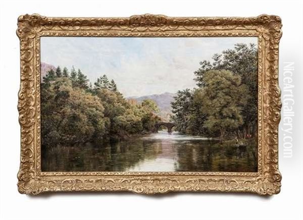 The Old Weir Bridge, Killarney Oil Painting by Bartholomew Colles Watkins