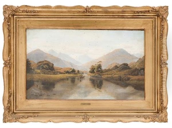 Paisaje Montanoso Con Rio Y Navegantes Oil Painting by Bartholomew Colles Watkins