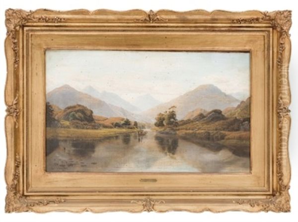 Paisaje Montanoso Con Rio Y Navegantes Oil Painting by Bartholomew Colles Watkins