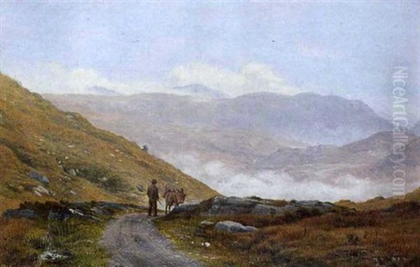 Figure With Donkey In Mountain Oil Painting by Bartholomew Colles Watkins