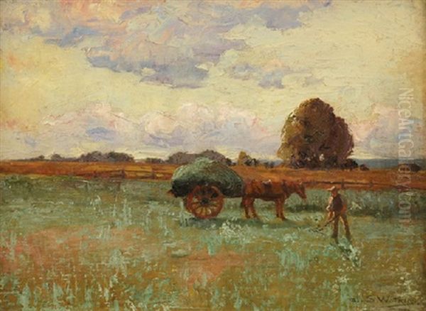 Haymaking Brighton Oil Painting by John Samuel Watkins