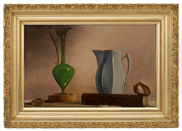 Still Life Of Shells, A Book And Vases by Harry Willson Watrous