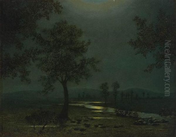 Evening Landscape Oil Painting by Harry Willson Watrous