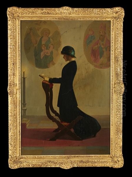 Woman At Prayer Oil Painting by Harry Willson Watrous