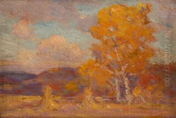 Autumn Landscape With Haystacks Oil Painting by Dawson Watson