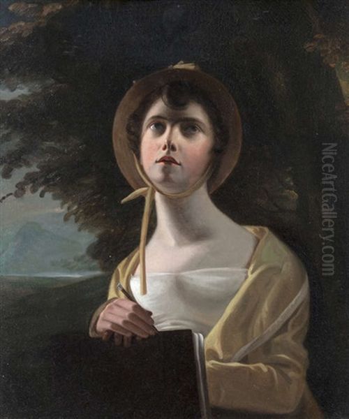 A Young Female Artist Oil Painting by George C. Watson