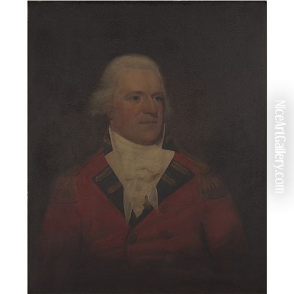 Half Length Portrait Of Captain Daniel Macgregor In Military Uniform (+ Portrait Of His Wife, Ann Austin; Pair) Oil Painting by George C. Watson