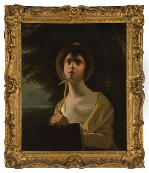 Portrait Of A Lady (peggy Simpson?) Oil Painting by George C. Watson