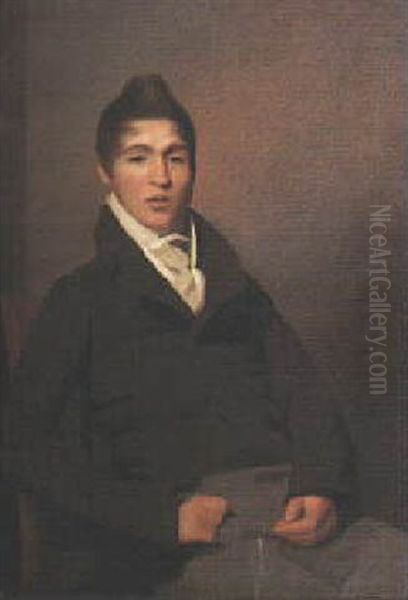 Portrait Of A Gentlemen Seated Wearing A Brown Coat And Grey Breeches Oil Painting by George C. Watson