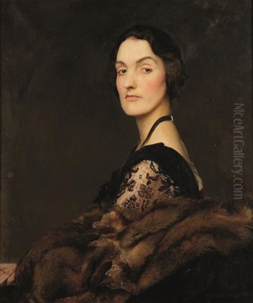 A Half Length Portrait Of An Elegant Lady Oil Painting by George Spencer Watson