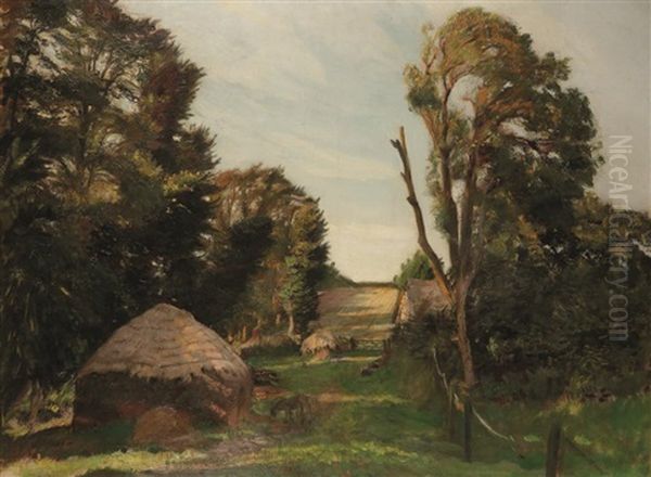 Evening' A Rural Garden View Oil Painting by George Spencer Watson