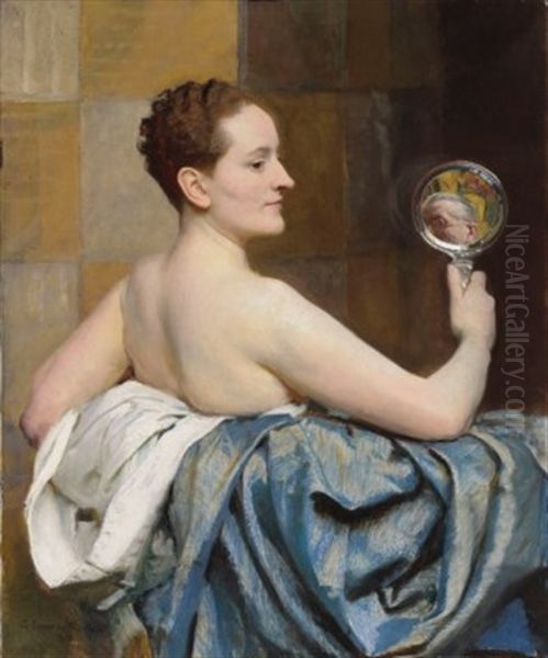 The Mirror Oil Painting by George Spencer Watson