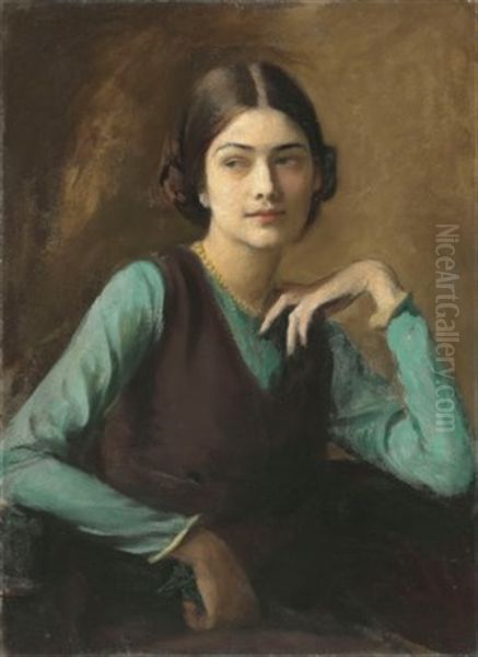 Portrait Of Clotilda Von Derp (frau Sakharoff) Oil Painting by George Spencer Watson