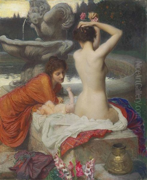 The Fountain Oil Painting by George Spencer Watson