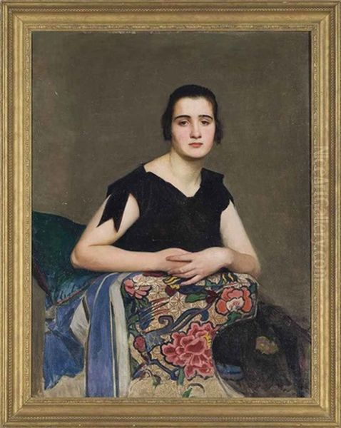 The Black Dress Oil Painting by George Spencer Watson