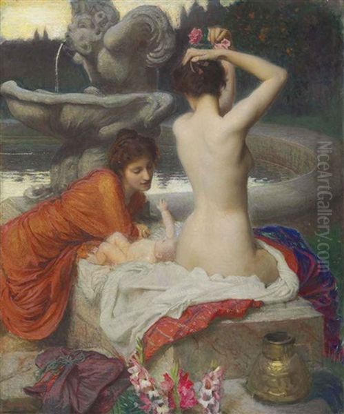 The Fountain Oil Painting by George Spencer Watson