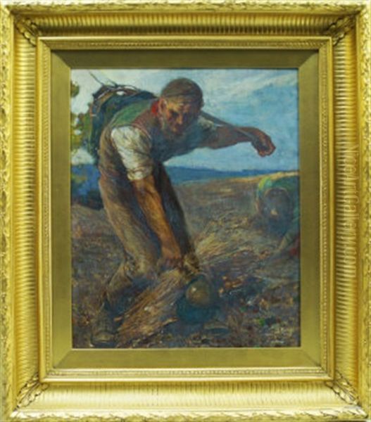 Haymaking Oil Painting by Harry Watson