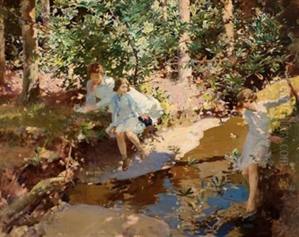 By The Stream Oil Painting by Harry Watson