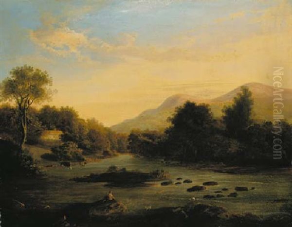 Mount Leinster From The River Slaney Oil Painting by Henry Watson