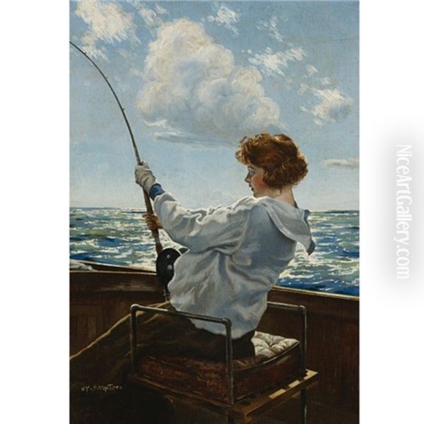 Reeling One In Oil Painting by Henry Sumner (HY) Watson