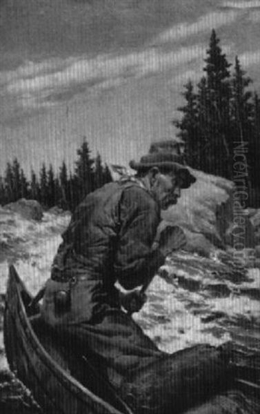 Fighting The Rapids Oil Painting by Henry Sumner (HY) Watson