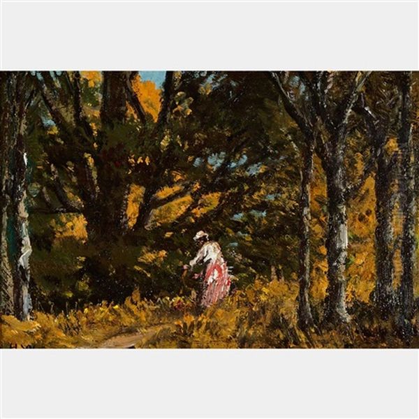 Woodland Path Oil Painting by Homer Ransford Watson