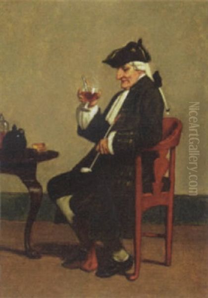 A Fine Wine Oil Painting by John Dawson Watson