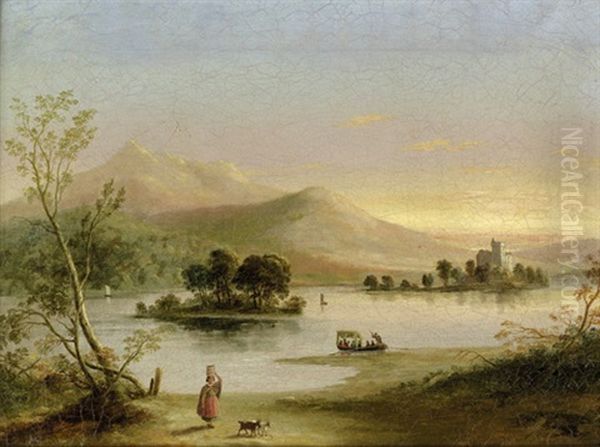 Abendstimmung Am Lough Leane (lower Lake Of Killarney) Mit Blick Auf Ross Castle Oil Painting by Samuel Watson