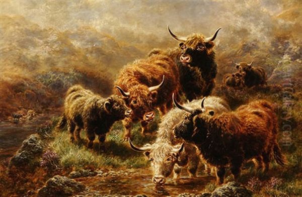 Highland Cattle Oil Painting by William Peter Watson