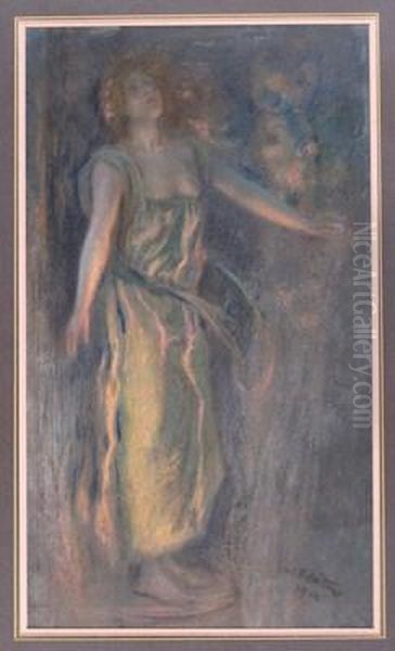 Study Of A Maiden Standing On A Pedestal Oil Painting by William Edward Frank Britten